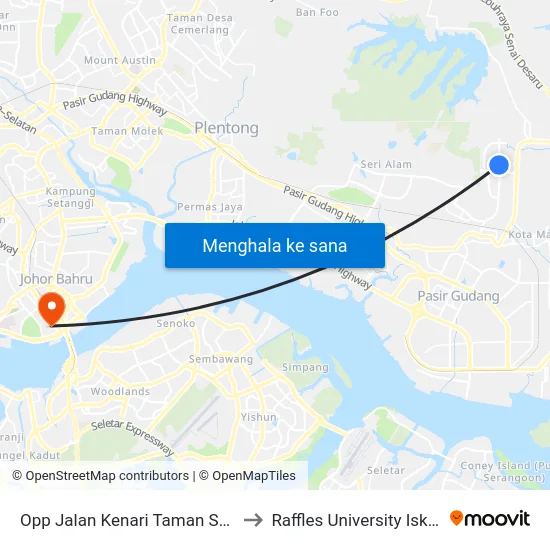 Opp Jalan Kenari Taman Scientex to Raffles University Iskandar map