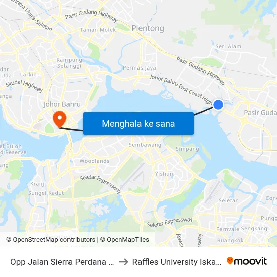Opp Jalan Sierra Perdana 3/18 to Raffles University Iskandar map