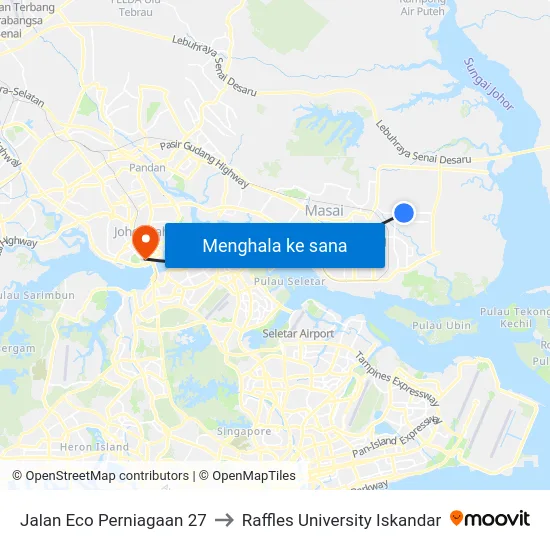 Jalan Eco Perniagaan 27 to Raffles University Iskandar map