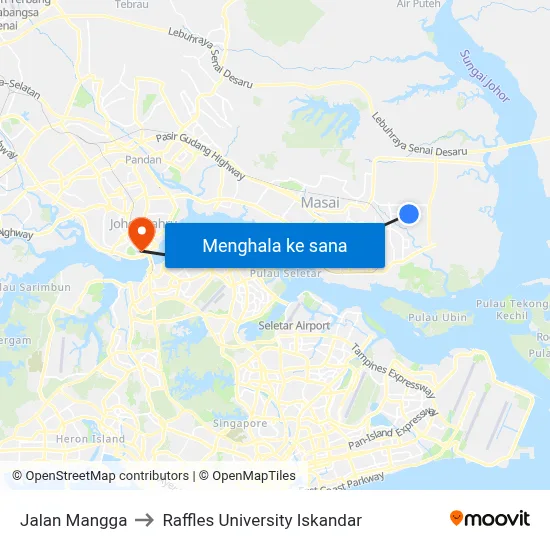 Jalan Mangga to Raffles University Iskandar map