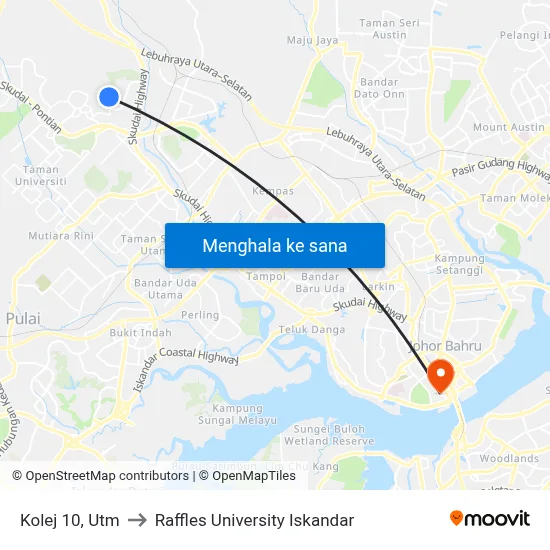 Kolej 10, Utm to Raffles University Iskandar map