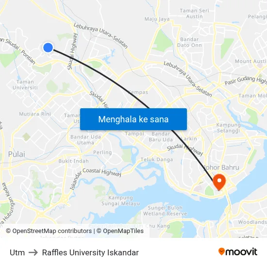 Utm to Raffles University Iskandar map