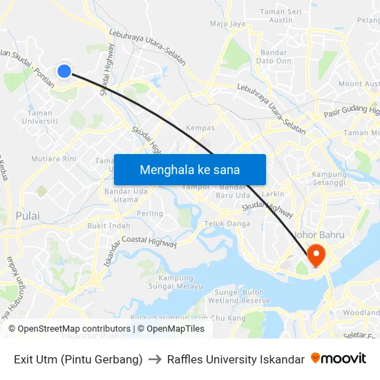 Exit Utm (Pintu Gerbang) to Raffles University Iskandar map