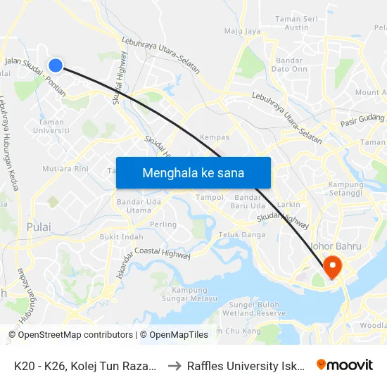 K20 - K26, Kolej Tun Razak, Utm to Raffles University Iskandar map