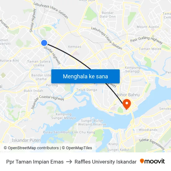 Ppr Taman Impian Emas to Raffles University Iskandar map