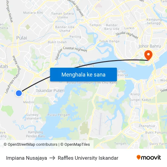 Impiana Nusajaya to Raffles University Iskandar map