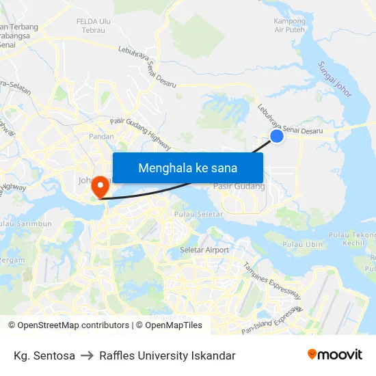Kg. Sentosa to Raffles University Iskandar map