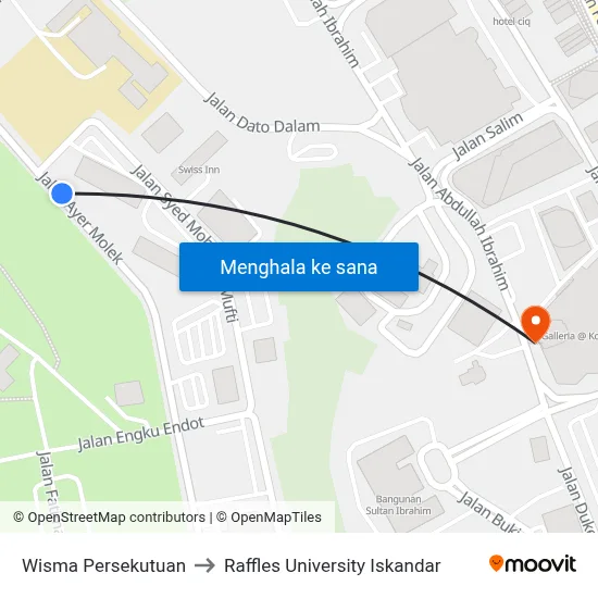 Wisma Persekutuan to Raffles University Iskandar map