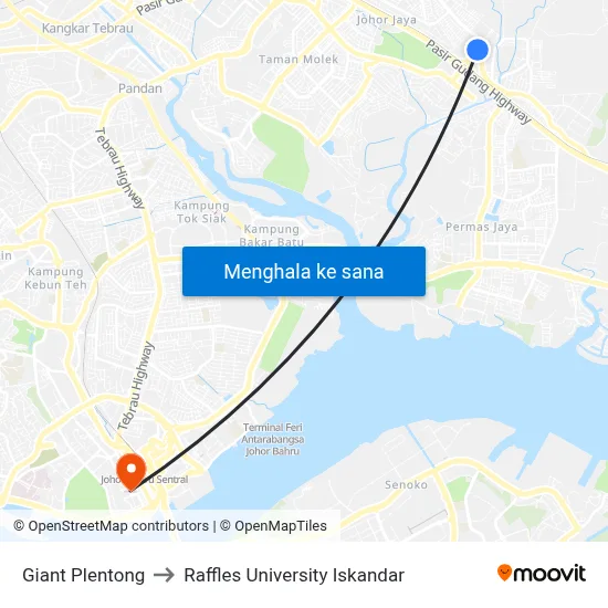 Giant Plentong to Raffles University Iskandar map