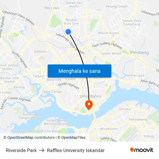 Riverside Park to Raffles University Iskandar map