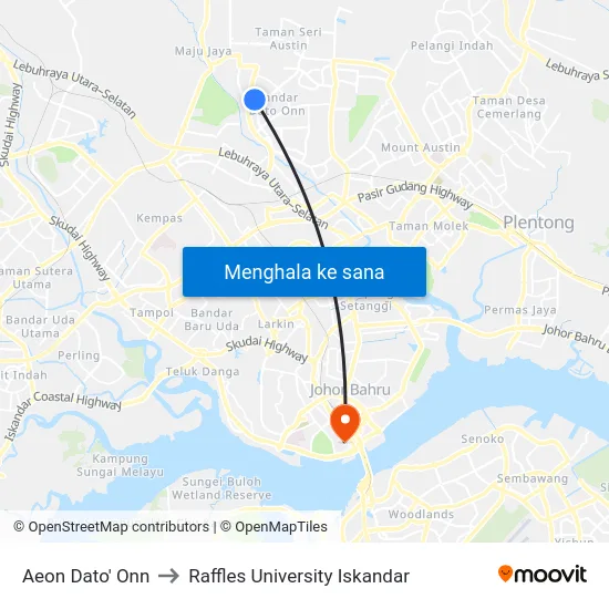 Aeon Dato' Onn to Raffles University Iskandar map