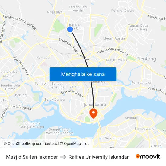 Masjid Sultan Iskandar to Raffles University Iskandar map
