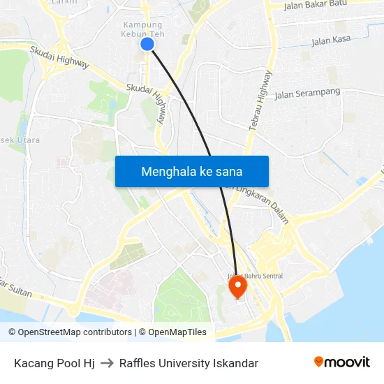 Kacang Pool Hj to Raffles University Iskandar map