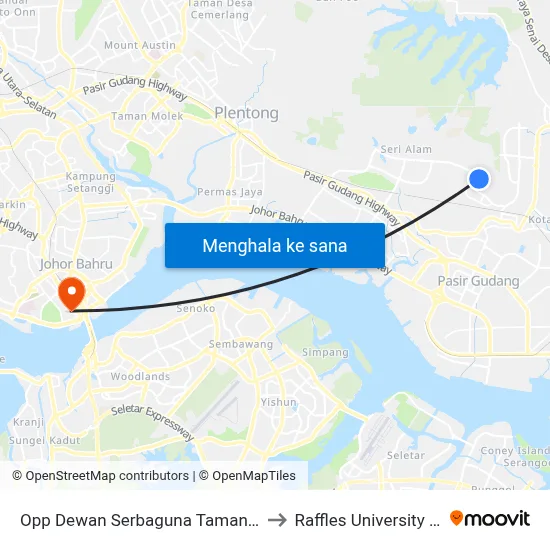 Opp Dewan Serbaguna Taman Nusa Damai to Raffles University Iskandar map