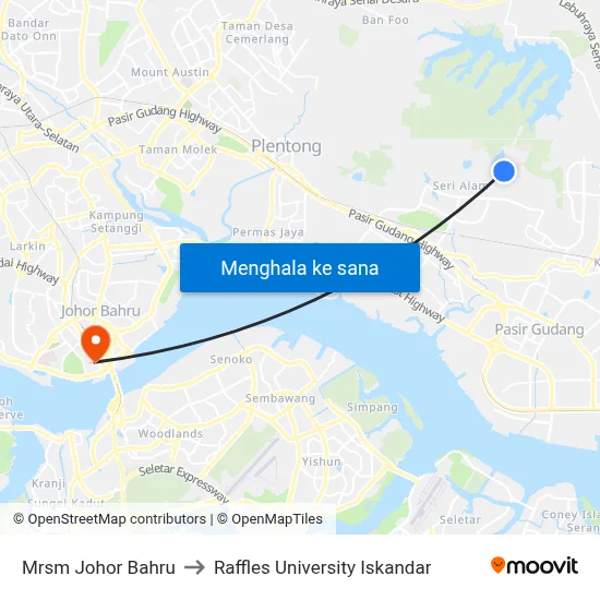 Mrsm Johor Bahru to Raffles University Iskandar map