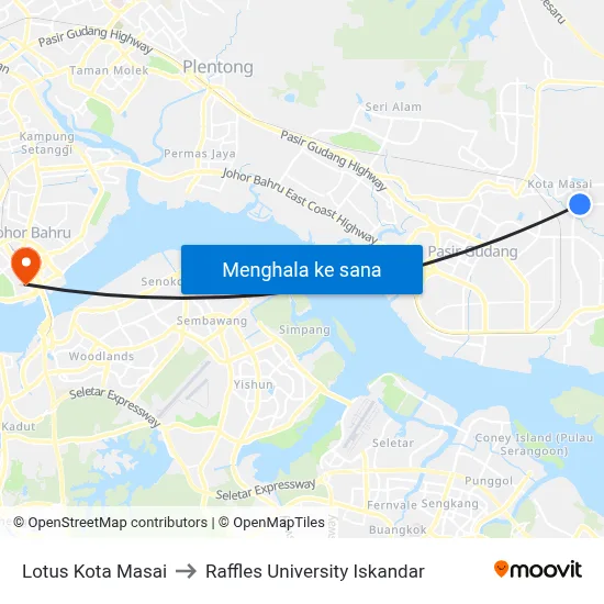 Lotus Kota Masai to Raffles University Iskandar map