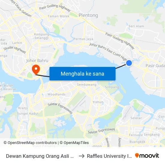 Dewan Kampung Orang Asli Kuala Masai to Raffles University Iskandar map