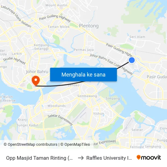 Opp Masjid Taman Rinting (Road Side) to Raffles University Iskandar map