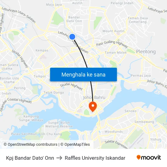 Kpj Bandar Dato' Onn to Raffles University Iskandar map