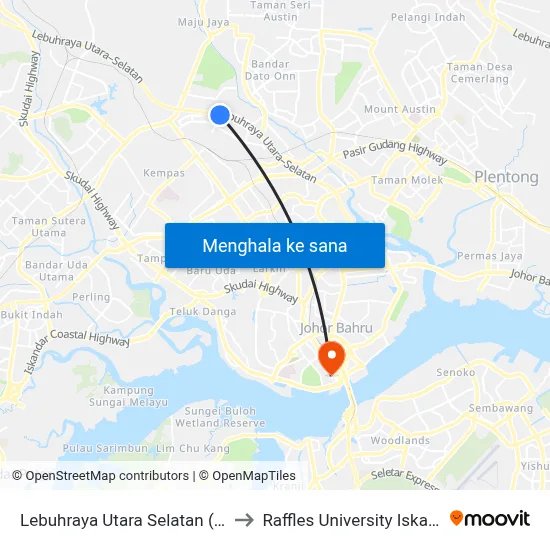 Lebuhraya Utara Selatan (Opp) to Raffles University Iskandar map