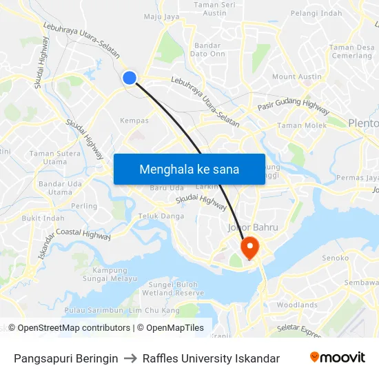 Pangsapuri Beringin to Raffles University Iskandar map