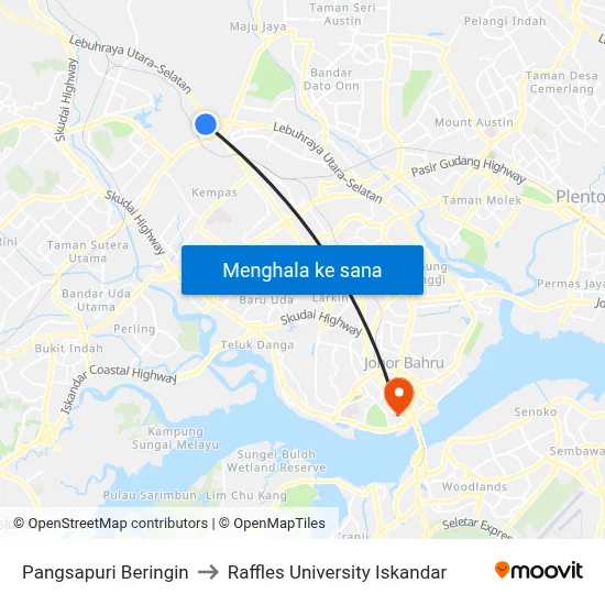 Pangsapuri Beringin to Raffles University Iskandar map