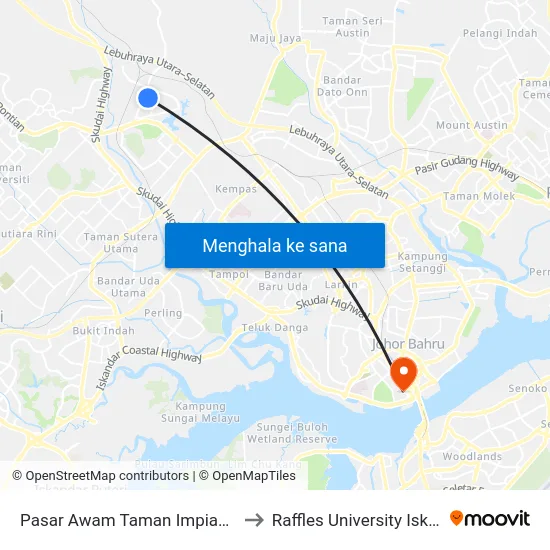 Pasar Awam Taman Impian Emas to Raffles University Iskandar map