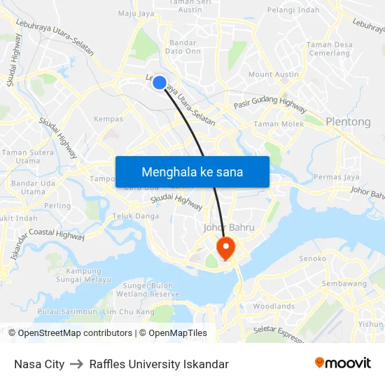 Nasa City to Raffles University Iskandar map