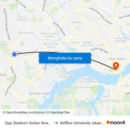 Opp Stadium Sultan Ibrahim to Raffles University Iskandar map