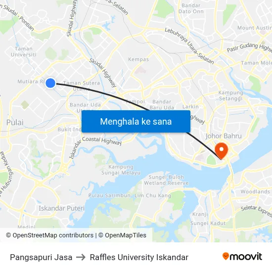 Pangsapuri Jasa to Raffles University Iskandar map