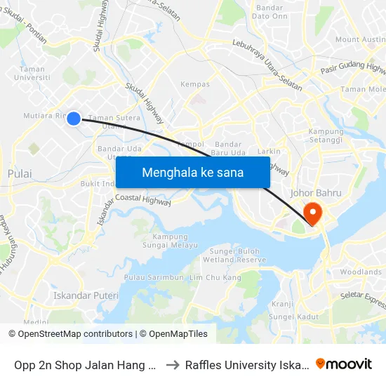 Opp 2n Shop Jalan Hang Jebat to Raffles University Iskandar map