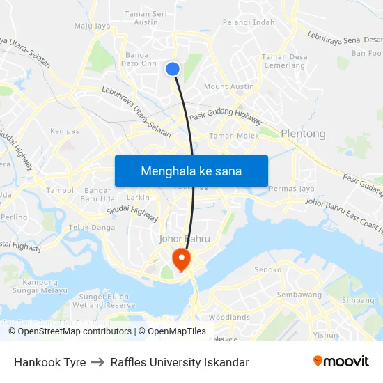 Hankook Tyre to Raffles University Iskandar map