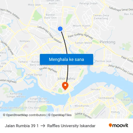 Jalan Rumbia 39 1 to Raffles University Iskandar map