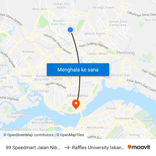 99 Speedmart Jalan Nibong to Raffles University Iskandar map