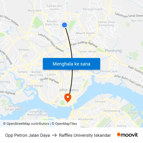 Opp Petron Jalan Daya to Raffles University Iskandar map