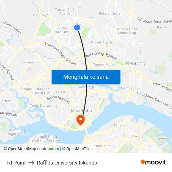 Td Point to Raffles University Iskandar map