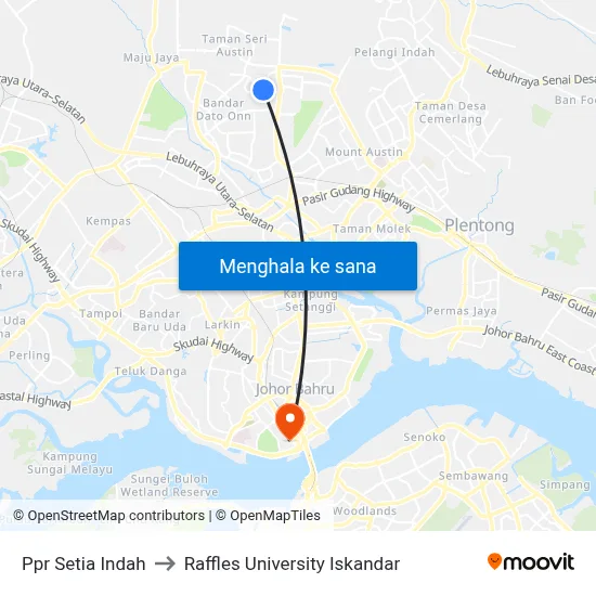 Ppr Setia Indah to Raffles University Iskandar map