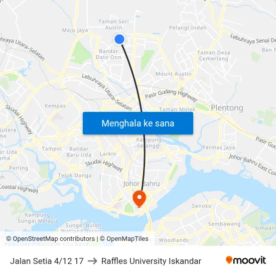 Jalan Setia 4/12 17 to Raffles University Iskandar map