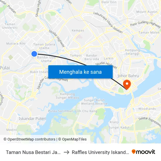 Taman Nusa Bestari Jaya to Raffles University Iskandar map