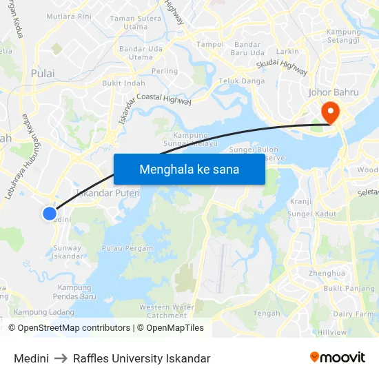 Medini to Raffles University Iskandar map