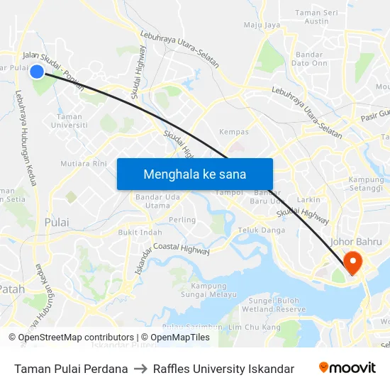 Taman Pulai Perdana to Raffles University Iskandar map