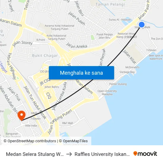 Medan Selera Stulang Walk to Raffles University Iskandar map
