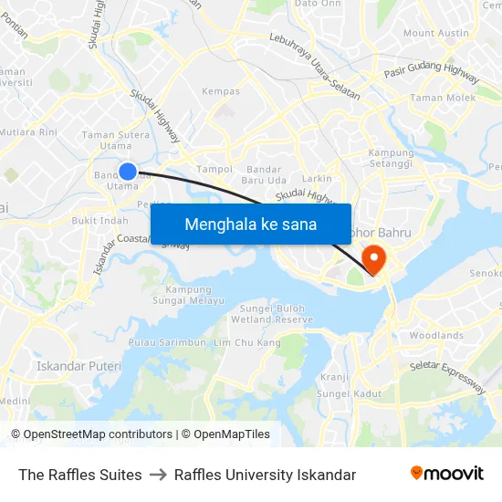 The Raffles Suites to Raffles University Iskandar map