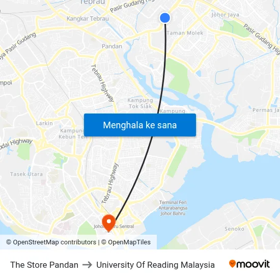 The Store Pandan to University Of Reading Malaysia map