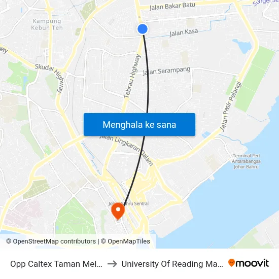 Opp Caltex Taman Melodies to University Of Reading Malaysia map