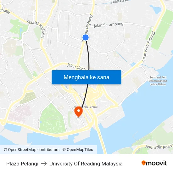 Plaza Pelangi to University Of Reading Malaysia map