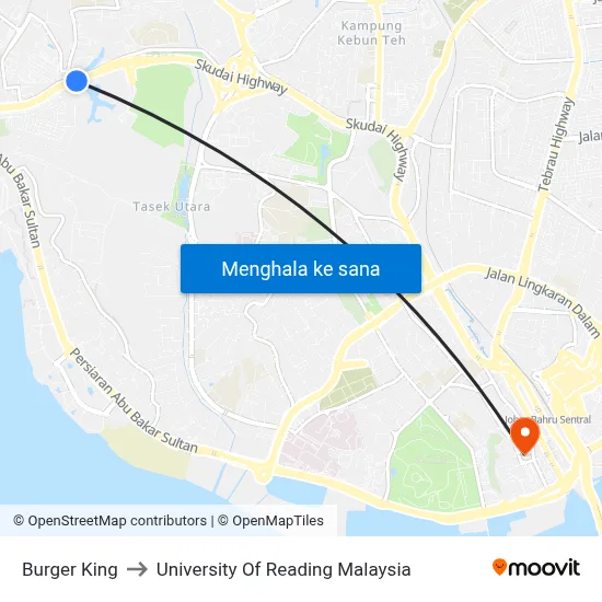 Burger King to University Of Reading Malaysia map