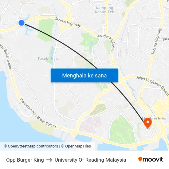 Opp Burger King to University Of Reading Malaysia map
