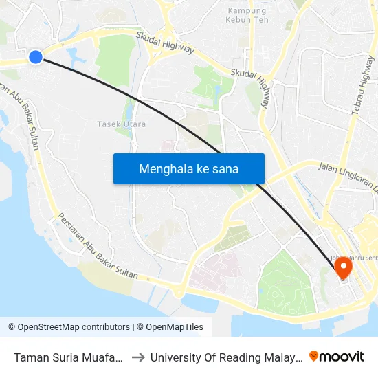 Taman Suria Muafakat to University Of Reading Malaysia map