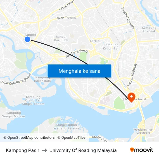 Kampong Pasir to University Of Reading Malaysia map